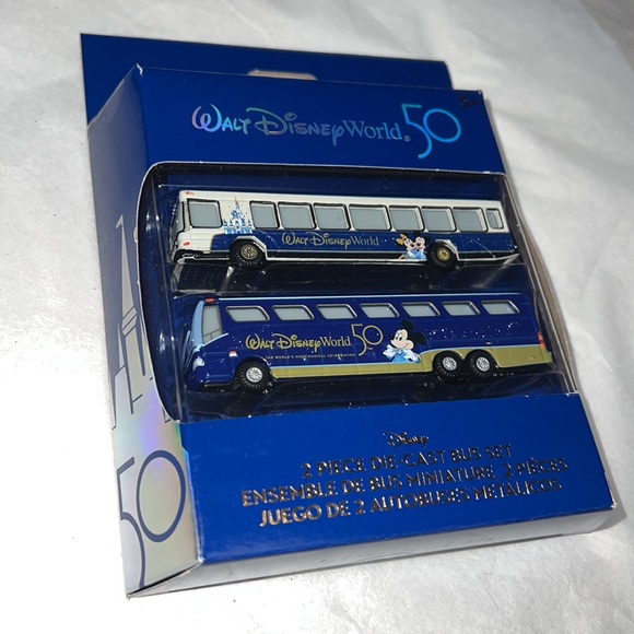 DISNEY Mickey Mouse and Minnie Mouse 50th Anniversary Die Cast Bus Set - Picture 4 of 9